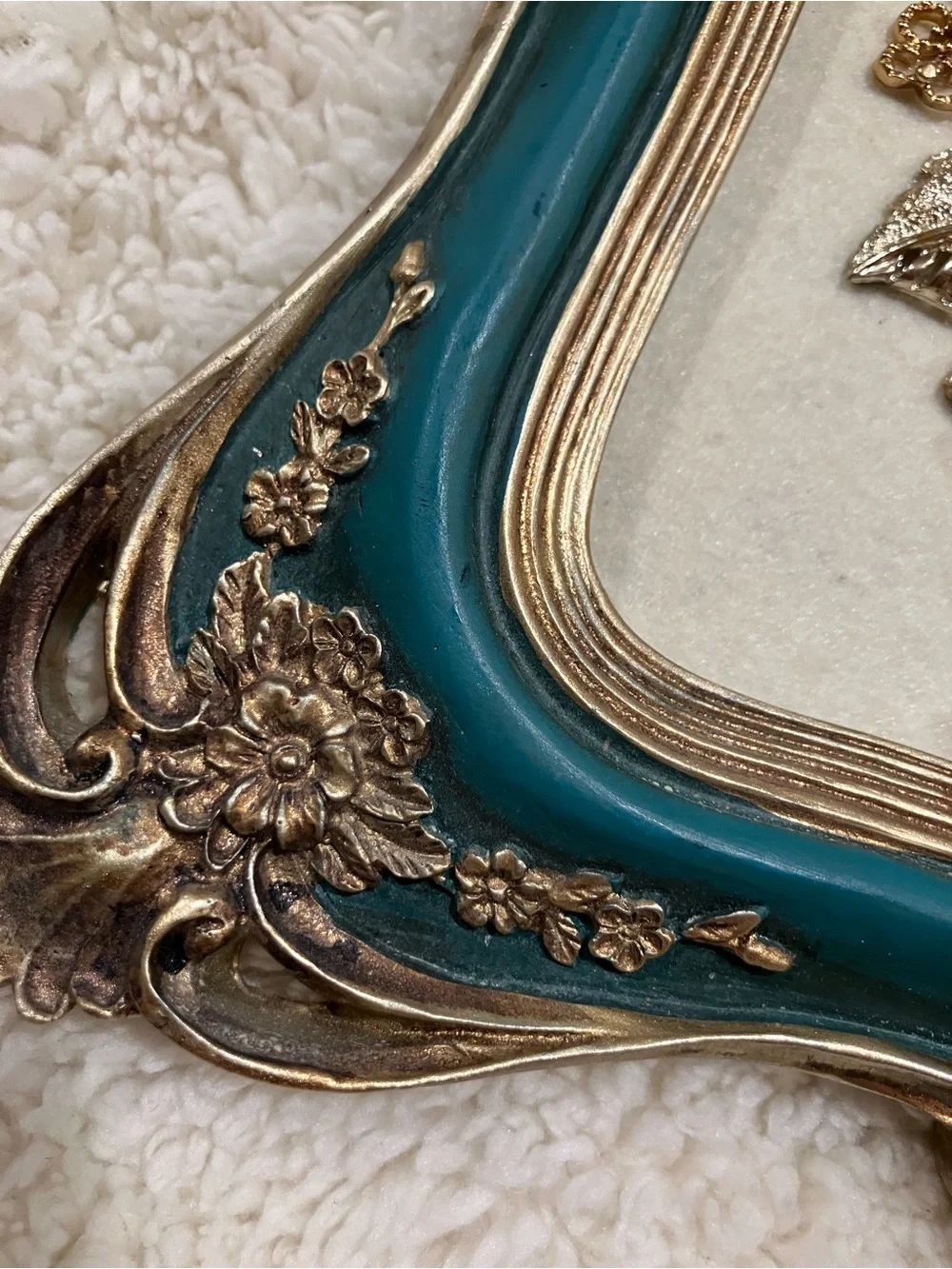 Teal and Gold Vintage-Inspired Floral Wall Art Frame